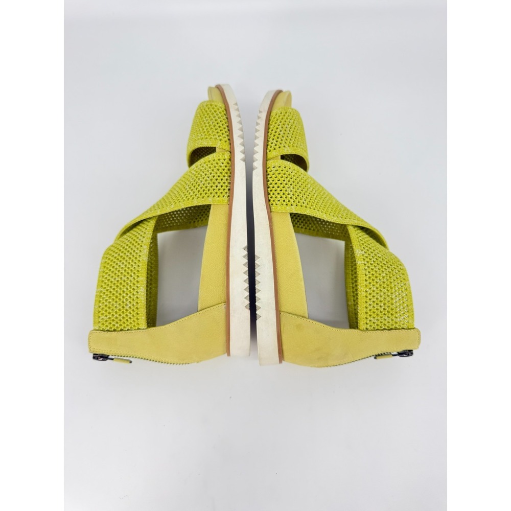 Eileen Fisher Lime Green Knit Sandals Women Size 10 Comfort Flat Zip Back Boho - Picture 7 of 12